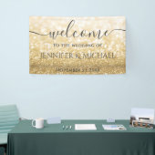 Trendy romantische gouden glitterbruiloft spandoek (Beurs)