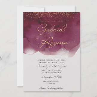 Trendy rood elegant | waterverf Classic Invitation Kaart