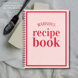 Trendy Rood en Blush Vrijgezellenfeest Recept Notitieboek