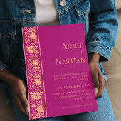 Trendy rood en goud ontwerp bruiloft uitnodiging