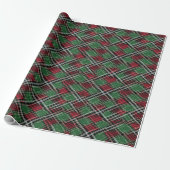 Trendy rood en groen kerstplakpatroon cadeaupapier (Uitgerold)