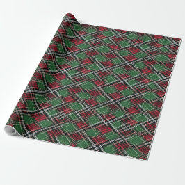 Trendy rood en groen kerstplakpatroon cadeaupapier