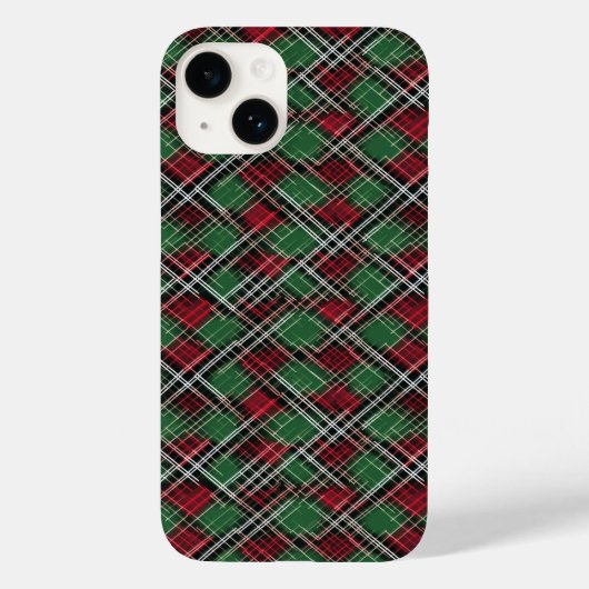 Trendy rood en groen kerstplakpatroon Case-Mate iPhone case (Achterkant)