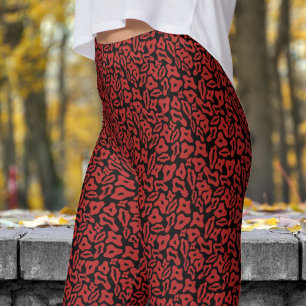 Trendy rood en zwart patroon leggings