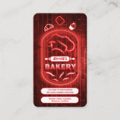 Trendy Rood Neon Roze Bakkerij Aangepast Logo QR C Visitekaartje (Voorkant)
