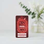 Trendy Rood Neon Roze Bakkerij Aangepast Logo QR C Visitekaartje (Staand voorkant)