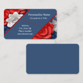 Trendy Rood Wit Blauw Bloemen Floral Design USA Visitekaartje (Voorkant / Achterkant)