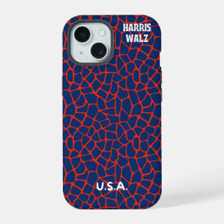 Trendy Rood Wit Blauw Dier Print Stoer Hoesje iPhone 15 Hoesje