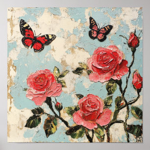 Trendy Roos Bloemendecoratie Kunst Huisdecoratie Poster