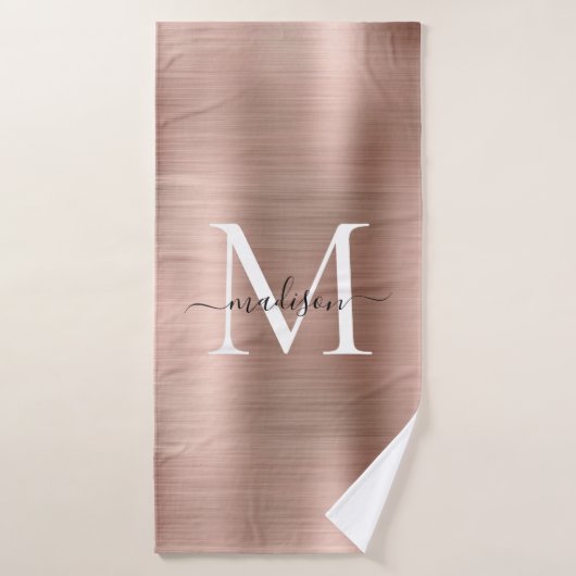 Trendy Roos Gold Brushed Metal Monogram Script Badhanddoek (Badhanddoek)
