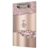 Trendy Roos Gold Diamonds Glitter Monogram Klembord (Links)