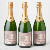 Trendy Roos Gold Diamonds Glitter Monogram Sparkling Wijnetiket (Flessen)