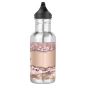 Trendy Roos Gold Diamonds Glitter Monogram Waterfles (Rechts)