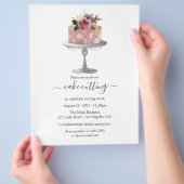 Trendy Roos Gold en Silver Floral Cake Cutting Flyer (Hand)
