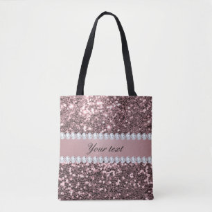 Trendy Roos Gold Faux Glitter en Diamonds Draagtas