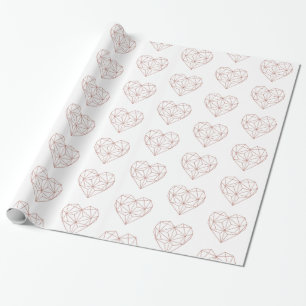 Trendy Roos Gold Foil Geometric Heart Pattern Cadeaupapier