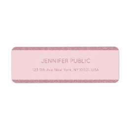 Trendy Roos Gold Glitter Chic Sjabloon Return Etiket