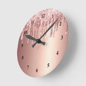 Trendy Roos Gold Glitter Drift grafisch Ronde Klok (Hoek)