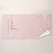 Trendy Roos Gold Glitter Fancy Initialen en naam Badhanddoek (Badhanddoek)