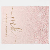 Trendy Roos Gold Glitter Fancy Initialen en naam Fleece Deken (Voorkant (Horizontaal))