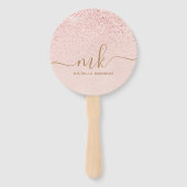 Trendy Roos Gold Glitter Fancy Initialen en naam Handwaaier (Voorkant)
