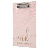 Trendy Roos Gold Glitter Fancy Initialen en naam Klembord (Links)
