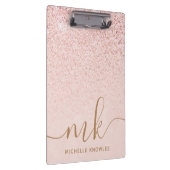 Trendy Roos Gold Glitter Fancy Initialen en naam Klembord (Rechts)