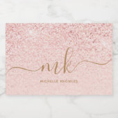 Trendy Roos Gold Glitter Fancy Initialen en naam Likeurfles Etiket (Enkel label)