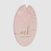 Trendy Roos Gold Glitter Fancy Initialen en naam Ornament (voorkant)