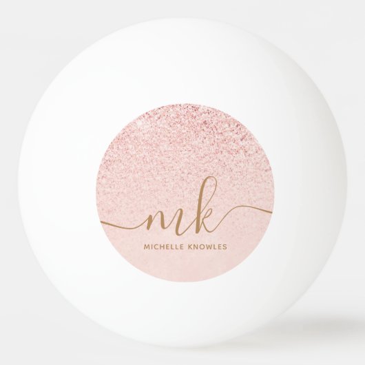 Trendy Roos Gold Glitter Fancy Initialen en naam Pingpongballen (Voorkant)