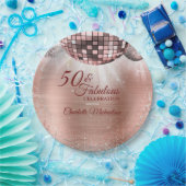 Trendy Roos Gold Glitter Glam 50 & Fabulous Disco Papieren Bordje (Feest)