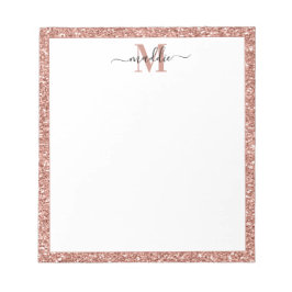Trendy Roos Gold Glitter Initiaal/Name Monogram Notitieblok