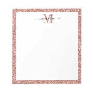 Trendy Roos Gold Glitter Initiaal/Name Monogram Notitieblok