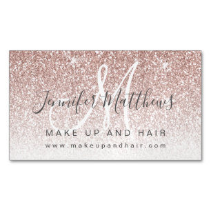 Trendy Roos Gold Glitter Makeup Artist Hair Salon Magnetisch Visitekaartje