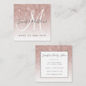 Trendy Roos Gold Glitter Makeup Artist Hair Salon Vierkante Visitekaartje (Voorkant / Achterkant)