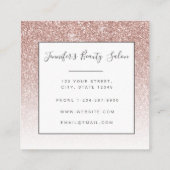 Trendy Roos Gold Glitter Makeup Artist Hair Salon Vierkante Visitekaartje (Achterkant)