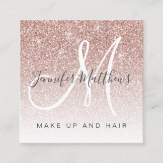 Trendy Roos Gold Glitter Makeup Artist Hair Salon Vierkante Visitekaartje