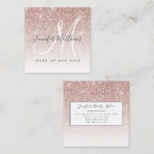 Trendy Roos Gold Glitter Makeup Artist Hair Salon Vierkante Visitekaartje (Voorkant / Achterkant)