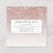 Trendy Roos Gold Glitter Makeup Artist Hair Salon Vierkante Visitekaartje (Achterkant)