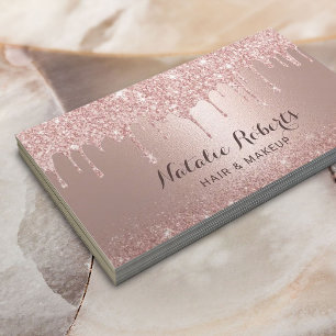 Trendy Roos Gold Glitter Makeup Artist Hair Salon Visitekaartje