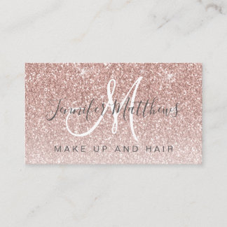 Trendy Roos Gold Glitter Makeup Artist Hair Salon Visitekaartje
