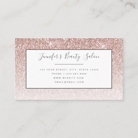 Trendy Roos Gold Glitter Makeup Artist Hair Salon Visitekaartje (Achterkant)