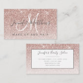 Trendy Roos Gold Glitter Makeup Artist Hair Salon Visitekaartje (Voorkant / Achterkant)