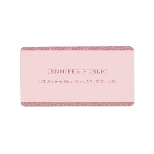 Trendy Roos Gold Glitter Moderne Sjabloon Adres Etiket (Voorkant)