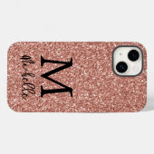 Trendy Roos Gold Glitter Monogram Initiaal Name Case-Mate iPhone Case (Achterkant (horizontaal))
