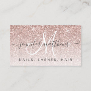Trendy Roos Gold Glitter Nails Lashes Hair Visitekaartje