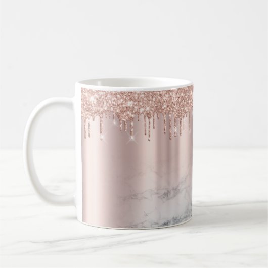 Trendy Roos Gold Glitter-schijven - Aangepast logo Koffiemok (Links)