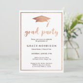 Trendy Roos Gold Graduation Party Invitation Kaart (Staand voorkant)