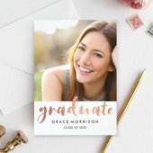 Trendy Roos Gold Graduation Party Photo Invitation Kaart