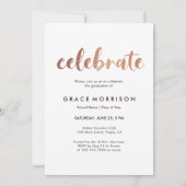 Trendy Roos Gold Graduation Party Photo Invitation Kaart (Achterkant)